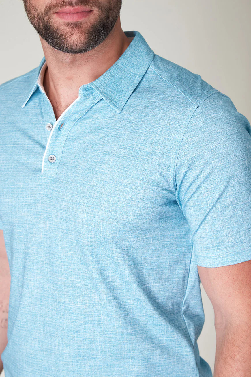 Raffi Wesley Aqua Cotton 2-Button Polo