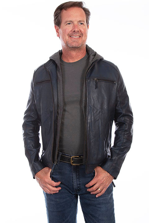 Scully Navy Lambskin w/ removable Hoodie
