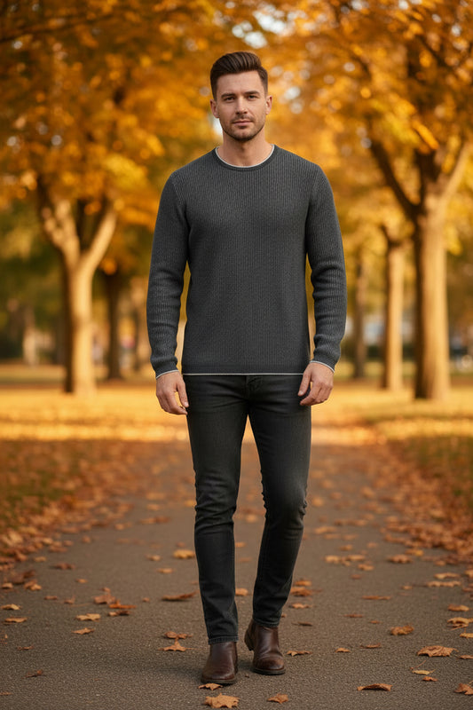 Raffi Crewneck LS Waffleknit Sweater