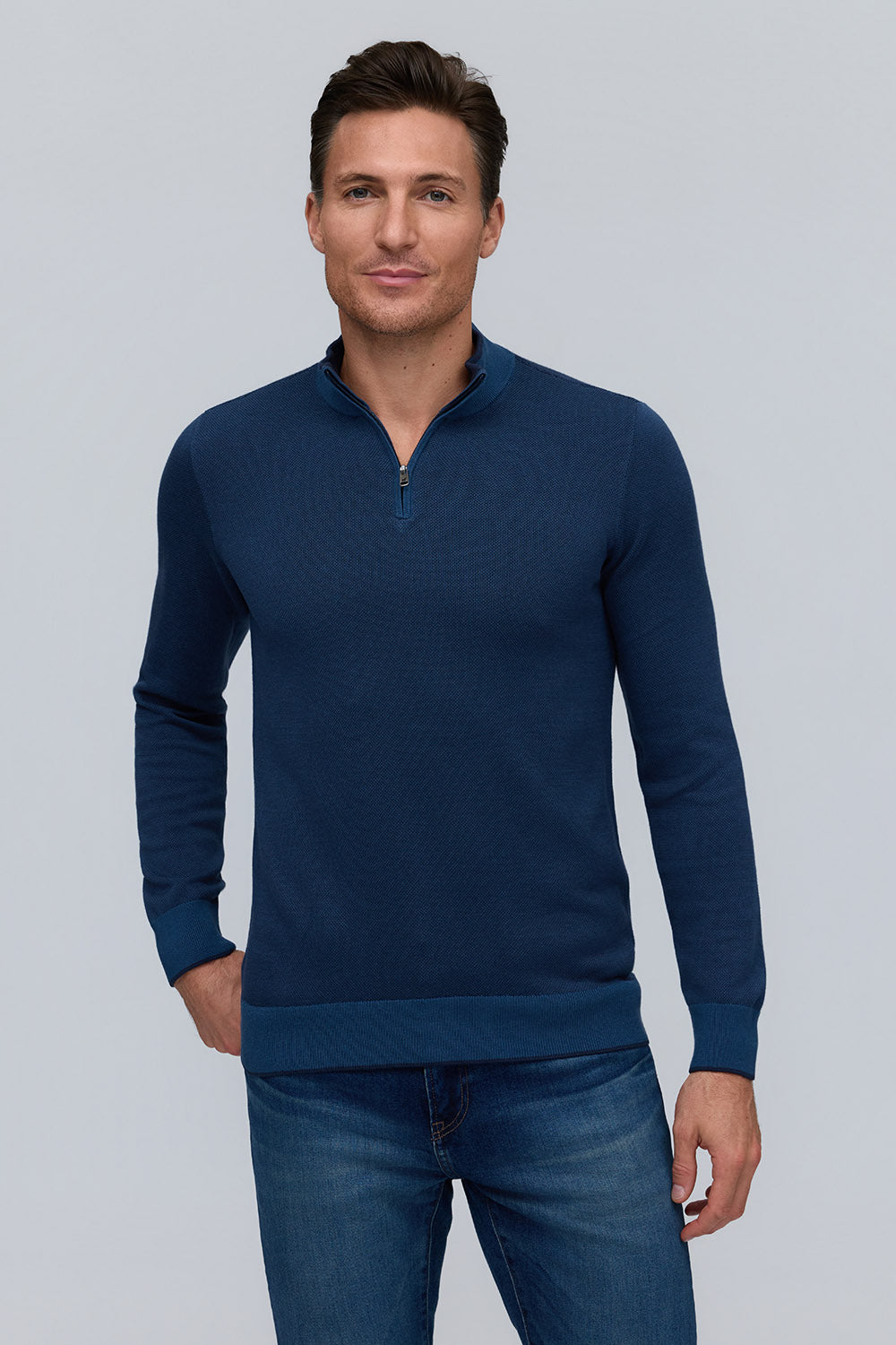 Raffi 'The Lennox" LS Birdseye Zip Mock