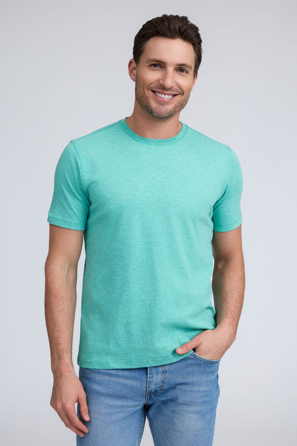 Raffi Lafayette Aqua Cotton Short Sleeve Crew