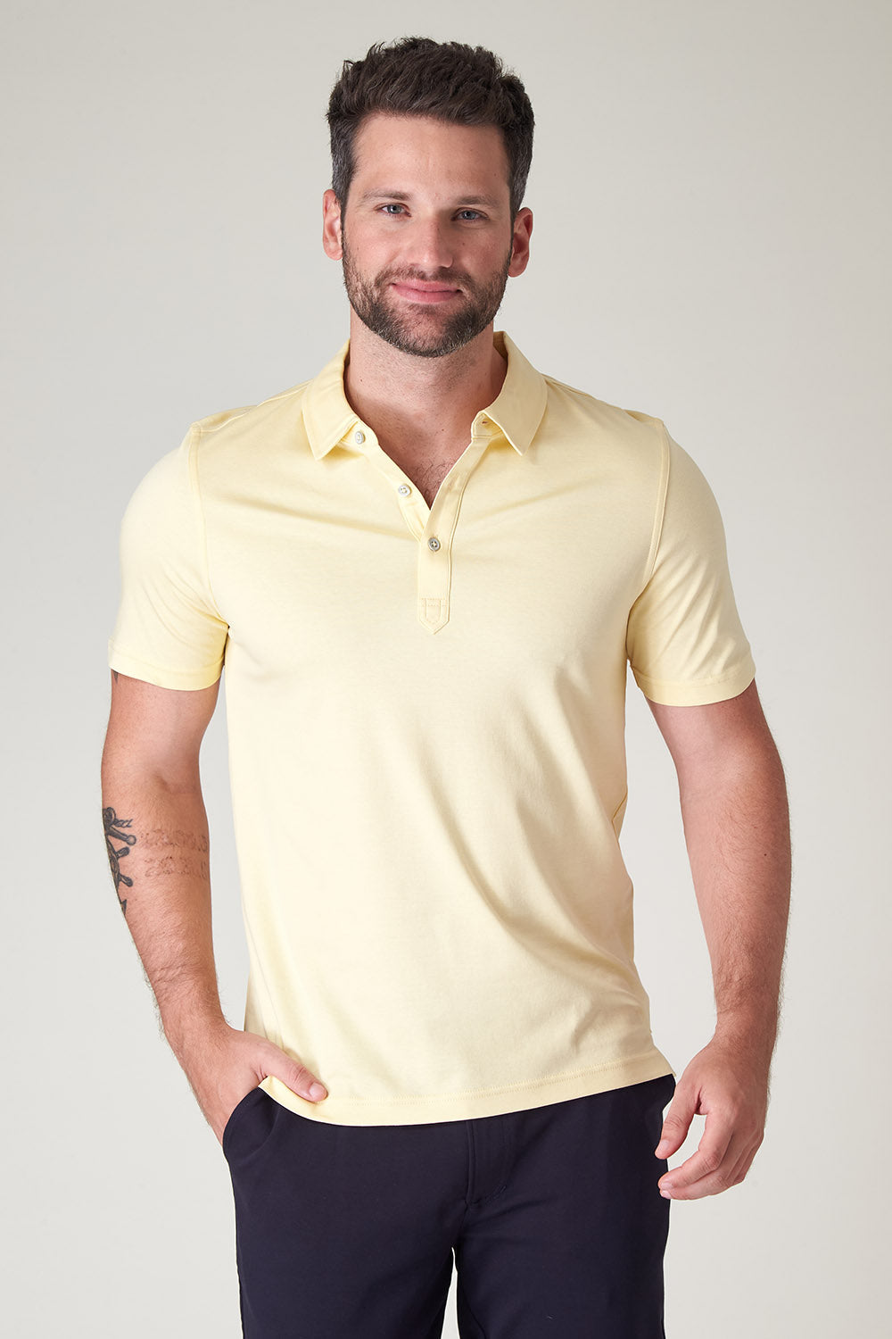 Raffi Sherwood Core Aqua Cotton 3-Button Short Sleeve Polo